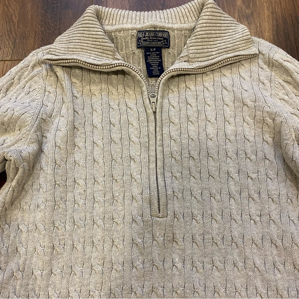 Polo jeans cable knit grey sweater size small - Picture 2 of 10